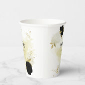 Zwarte witte bloemen gouden bladeren papieren bekers (Rechts)