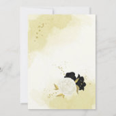 Zwarte witte bloemen gouden bladeren save the date (Achterkant)