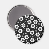 Zwarte witte bloemen iPhone magnet (Voorkant / Achterkant)