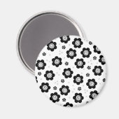 Zwarte witte bloemen iPhone magnet (Voorkant / Achterkant)