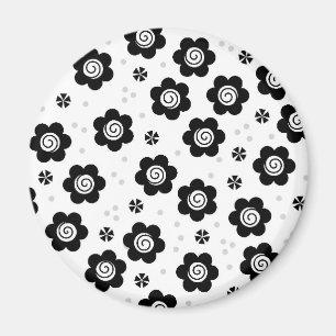 Zwarte witte bloemen iPhone magnet