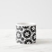 Zwarte witte bloemen mok met espresso design (Voorkant)