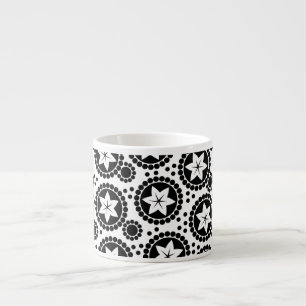 Zwarte witte bloemen mok met espresso design