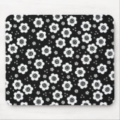 Zwarte witte bloemen mousepad muismat (Voorkant)
