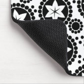 Zwarte witte bloemen mousepad muismat (Hoek)