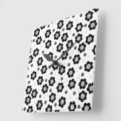Zwarte witte bloemen muurklok met een leuke uitstr vierkante klok (Hoek)