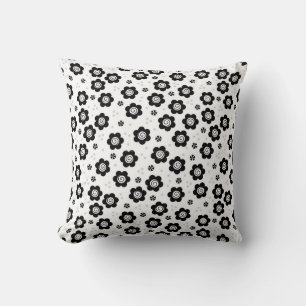 Zwarte witte bloemen Pillow Kussen