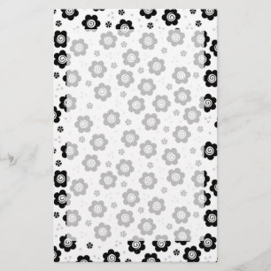 Zwarte witte bloemen Stationery Briefpapier