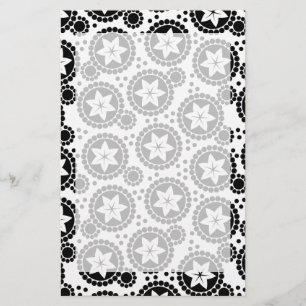 Zwarte witte bloemen Stationery Briefpapier