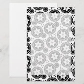 Zwarte witte bloemen Stationery Briefpapier (Voorkant / Achterkant)