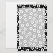 Zwarte witte bloemen Stationery Briefpapier (Voorkant / Achterkant)
