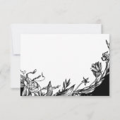 Zwarte, witte bloemen typografie bloemenrsvp kaart (Achterkant)