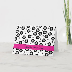 Zwarte witte bloemen Verjaardagskaart leuk Kaart