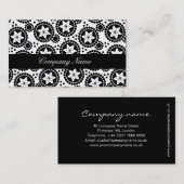 Zwarte witte bloemen Zakelijke kaart Visitekaartje (Voorkant / Achterkant)