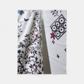 Zwarte witte bloemendeken fleece deken (Voorkant)