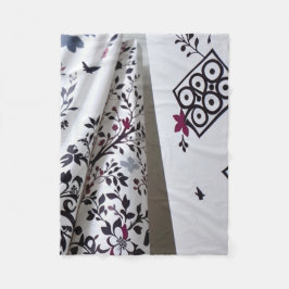 Zwarte witte bloemendeken fleece deken