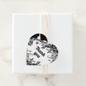 Zwarte, witte bloemetortypografie bruiloft Bedankt Bedankjes Labels (In situ)