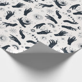 Zwarte witte Boho Moon mystieke hand Cadeaupapier (Hoek)