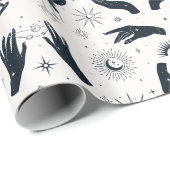 Zwarte witte Boho Moon mystieke hand Cadeaupapier (Rol Hoek)