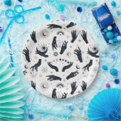 Zwarte witte Boho Moon mystieke hand Papieren Bordje (Feest)