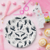 Zwarte witte Boho Moon mystieke hand Papieren Bordje (Feest)