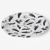 Zwarte witte Boho Moon mystieke hand Papieren Bordje (Gekanteld)