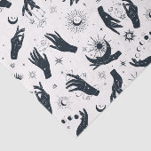 Zwarte witte Boho Moon mystieke hand Tissuepapier (Detail)