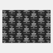 Zwarte witte bomen, sneeuwvlokken en kerstwensen inpakpapier vel (Voorkant 2)