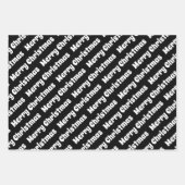 Zwarte witte bomen, sterren Zware kerstvakantie Inpakpapier Vel (Voorkant 3)