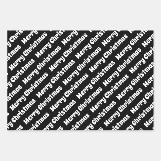 Zwarte witte bomen, sterren Zware kerstvakantie Inpakpapier Vel (Voorkant 3)