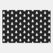 Zwarte witte bomen, sterren Zware kerstvakantie Inpakpapier Vel (Voorkant)