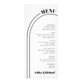 Zwarte, witte boog en typografie bruiloft menukaar reclamekaart (Voorkant)