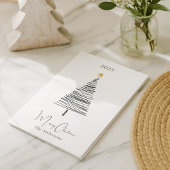 Zwarte witte boom eenvoudige boho kerst feestdagenkaart