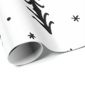 Zwarte witte boom illustratief Vrolijk Kerstfeest Cadeaupapier (Rol Hoek)
