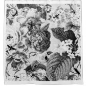 zwarte witte botanische buikgriep douchegordijn (Voorkant)