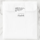 Zwarte Witte Botanische Pine Branch Bookplate Vierkante Sticker (Tas)