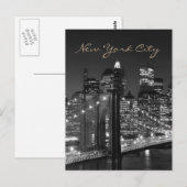Zwarte witte Brooklyn Bridge New York City Briefkaart (Voorkant / Achterkant)