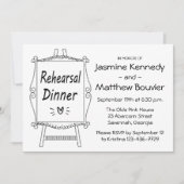 Zwarte & Witte bruiloft repetitie Dinner Easel Sig Kaart (Voorkant)
