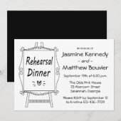 Zwarte & Witte bruiloft repetitie Dinner Easel Sig Kaart (Voorkant / Achterkant)