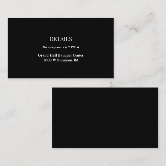 Zwarte/Witte bruiloft — Sluitkaart Informatiekaartje (Voorkant / Achterkant)