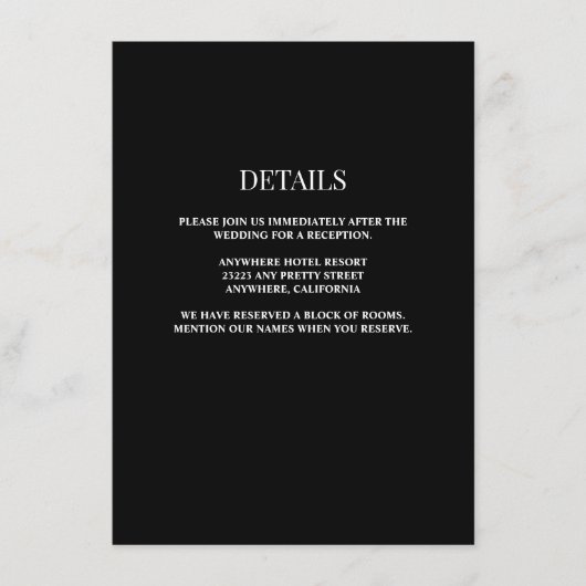 Zwarte/Witte bruiloft — Sluitkaart Informatiekaartje (Voorkant)