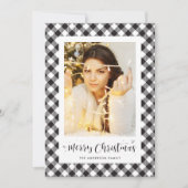 Zwarte witte Buffalo met kerstkaarten Feestdagenkaart (Voorkant)