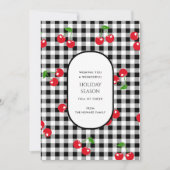 Zwarte witte Buffalo Plaid Kaart met Cherry Fruits (Voorkant)