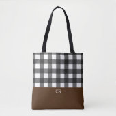 Zwarte witte buffel gespeeld met monogram tote bag (Voorkant)