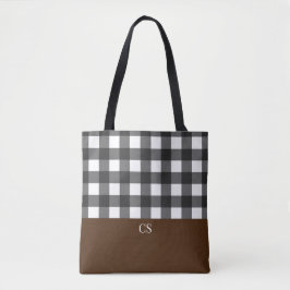 Zwarte witte buffel gespeeld met monogram tote bag