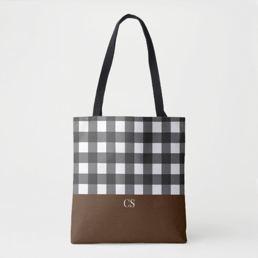Zwarte witte buffel gespeeld met monogram tote bag (Voorkant)