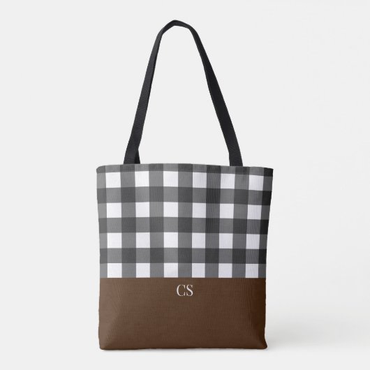 Zwarte witte buffel gespeeld met monogram tote bag (Achterkant)