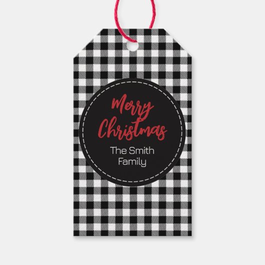 Zwarte witte buffel gespeeld traditionele land cadeaulabel (Voorkant)