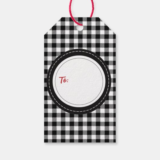 Zwarte witte buffel gespeeld traditionele land cadeaulabel (Achterkant)