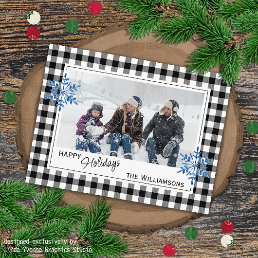 Zwarte witte buffelboorgaansteker en neusvlokken briefkaart